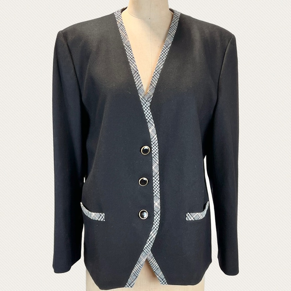 VINTAGE Pendleton women’s blazer suit coat‎ jacket virgin wool plaid button 80s